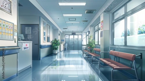 Modern Healthcare Facility. Hospital interior design concept photo