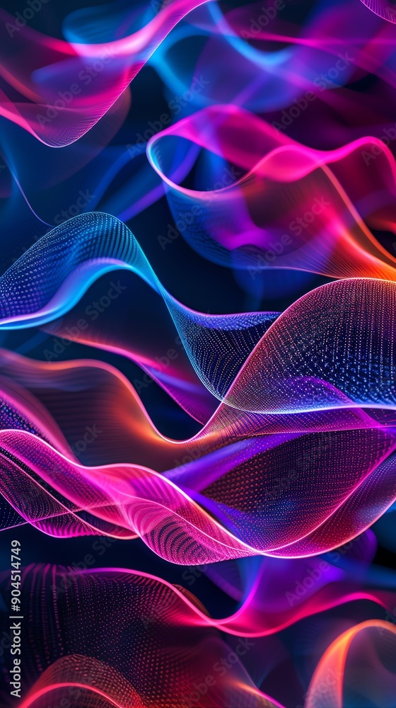 Fototapeta premium Vibrant waves of color blend seamlessly in this abstract design, creating a captivating visual experience of light and motion.
