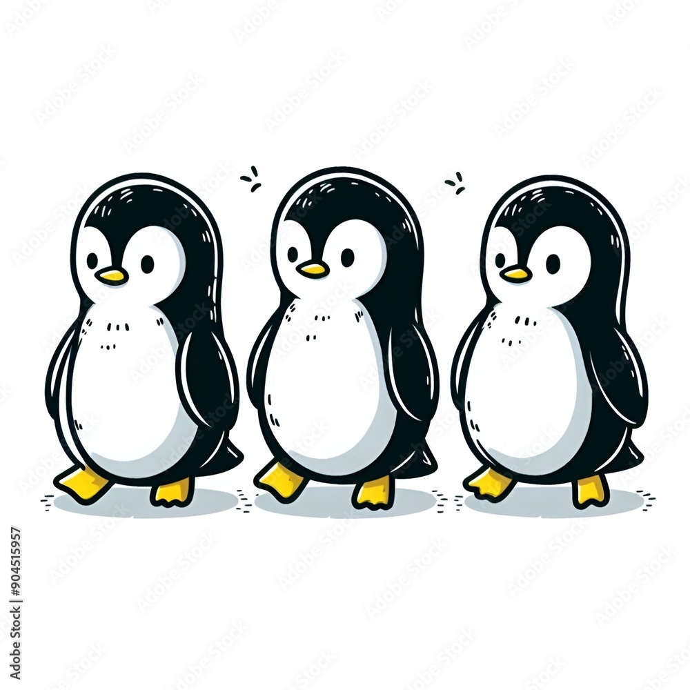 Fototapeta premium cute baby penguins. Generative AI