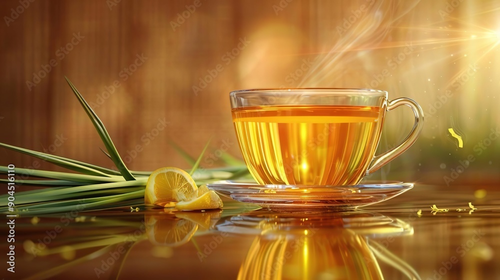 Steaming Cup of Lemon Tea with a Sunny Glow Steaming Cup of Lemon Tea with a Sunny Glow