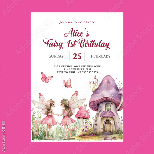 Magical Fairy Girls Birthday Invitation