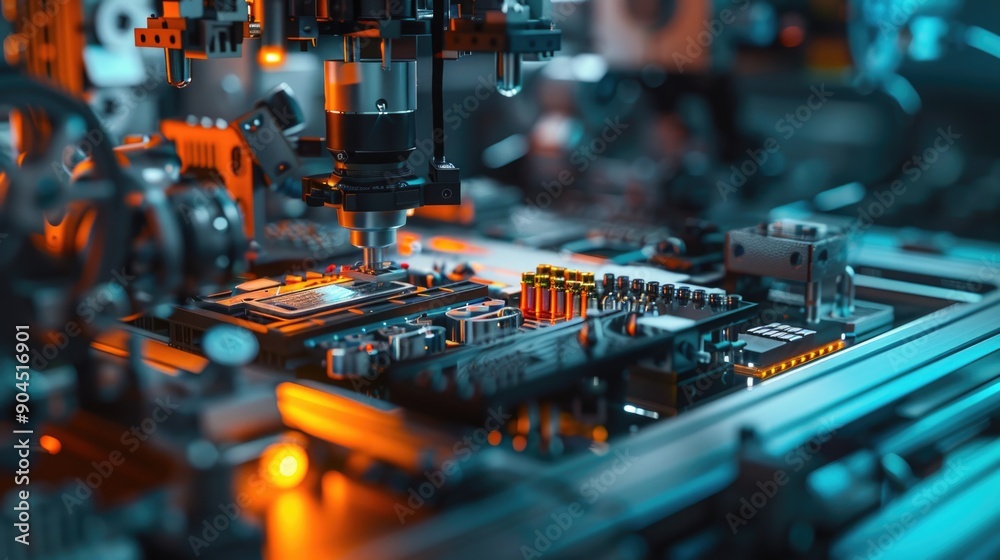 A detailed view of a computer motherboard, useful for technology and electronics illustrations A detailed view of a computer motherboard, useful for technology and electronics illustrations
