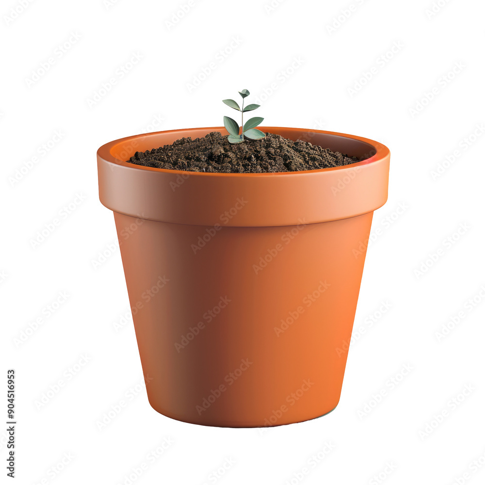 Orange Terracotta Pot with Soil on transparent background. Orange Terracotta Pot with Soil on transparent background.