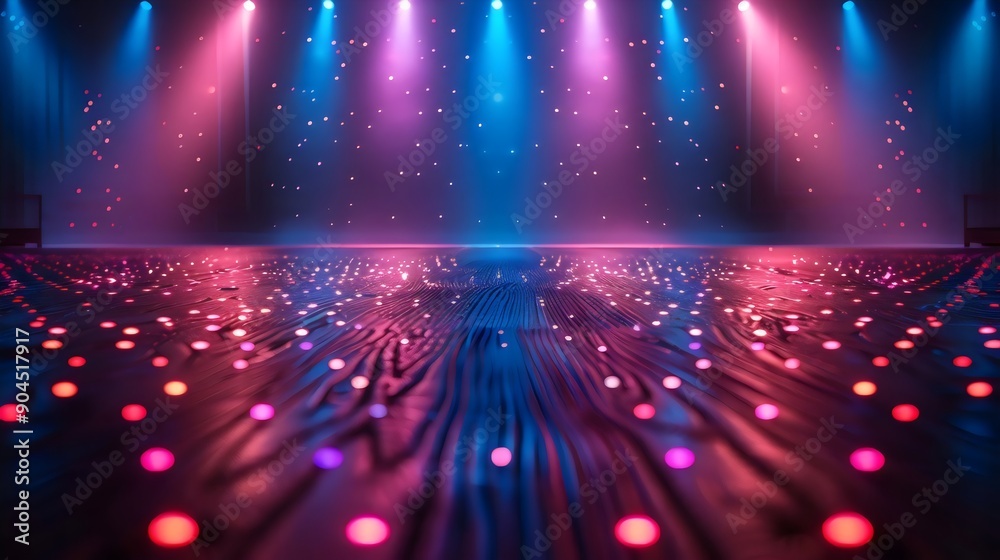 Obraz premium A stage with lights and a blue background