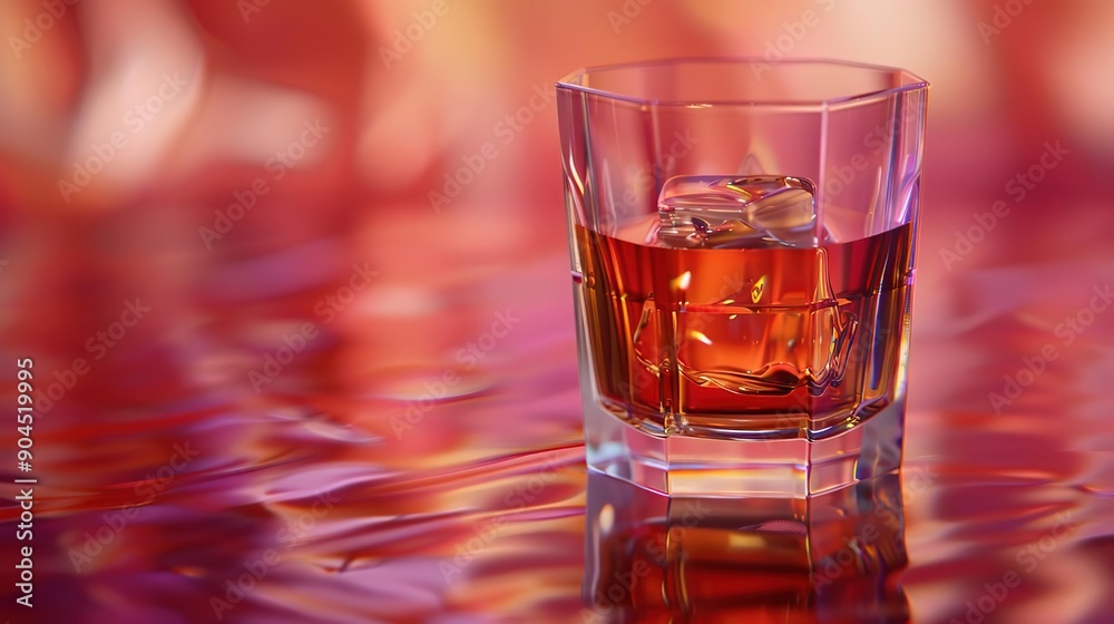 Whiskey on the Rocks with Red Background Whiskey on the Rocks with Red Background