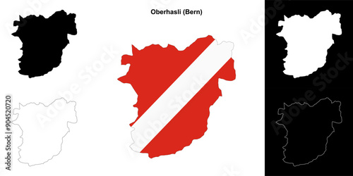 Oberhasli blank outline map set photo