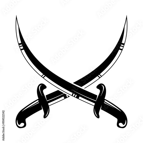 Crossed swords isolated on white background design element for logo label badge sign vector illustration
