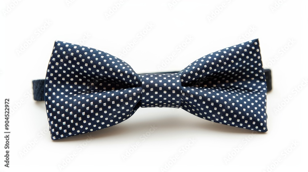 Modern bow tie with polka dots, isolated on white, generous space for text, high-quality fashion accessory image