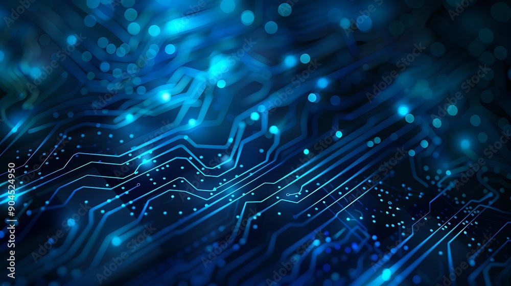 Abstract digital circuit board with blue glowing lines. Abstract digital circuit board with blue glowing lines.