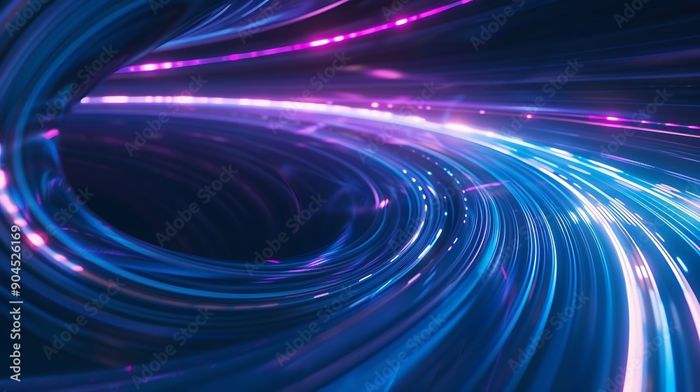Abstract neon light trails in a spiral pattern, creating a dynamic and futuristic background. Abstract neon light trails in a spiral pattern, creating a dynamic and futuristic background.