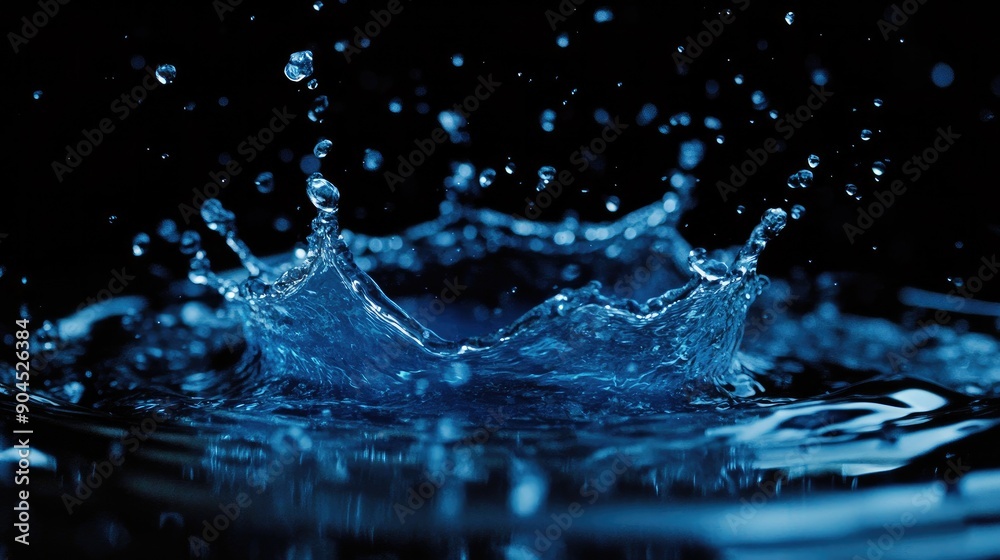 High-speed capture of blue water splash cut out, showing intricate details High-speed capture of blue water splash cut out, showing intricate details