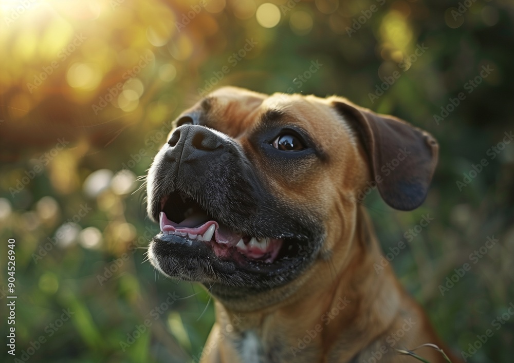 Happy Boxer Dog in Sunlit Garden - Beautiful Pet Photography for Animal Lovers Happy Boxer Dog in Sunlit Garden - Beautiful Pet Photography for Animal Lovers