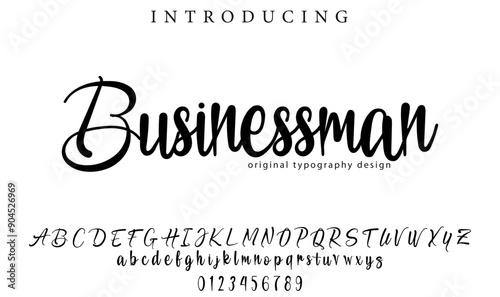 Businessman Font Stylish brush painted an uppercase vector letters, alphabet, typeface