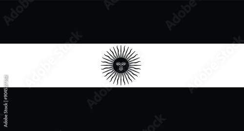 Argentina flag black and white vector design vector design and illustration , national flag of Argentina, 