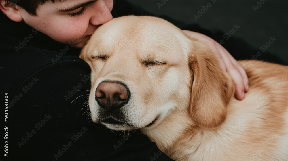 Heartwarming Hug with a Golden Retriever Heartwarming Hug with a Golden Retriever