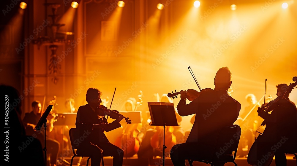 Fototapeta premium young people play the violin at night