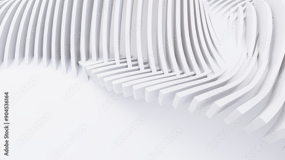 Abstract Curved Shapes. White Circular Background.