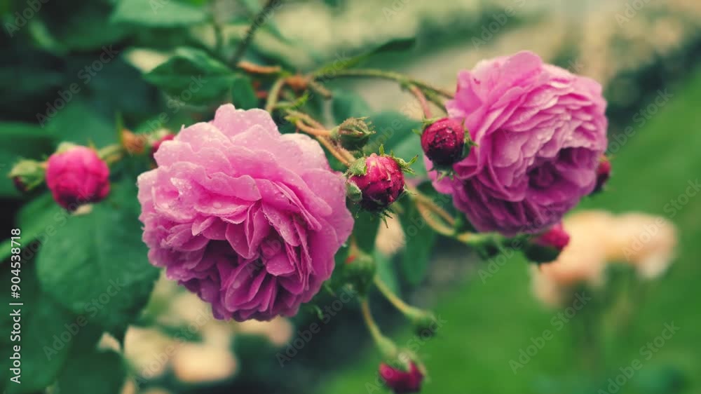 Vibrant Pink Roses Blooming in a Cozy Garden During a Sunny Afternoon Vibrant Pink Roses Blooming in a Cozy Garden During a Sunny Afternoon