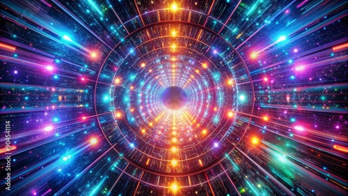 Space tunnel with colorful cosmic lights , hyperspeed, horizon, cosmic, conduit, warp speed, wonders, tunnel, velocity