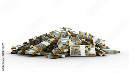 3d rendering of Stacks of Hungarian Forint notes. bundles of Hungary currency notes isolated on transparent background
