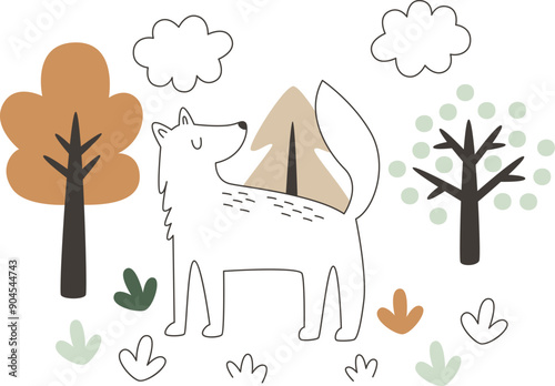 Hand Drawn Wold In Forest