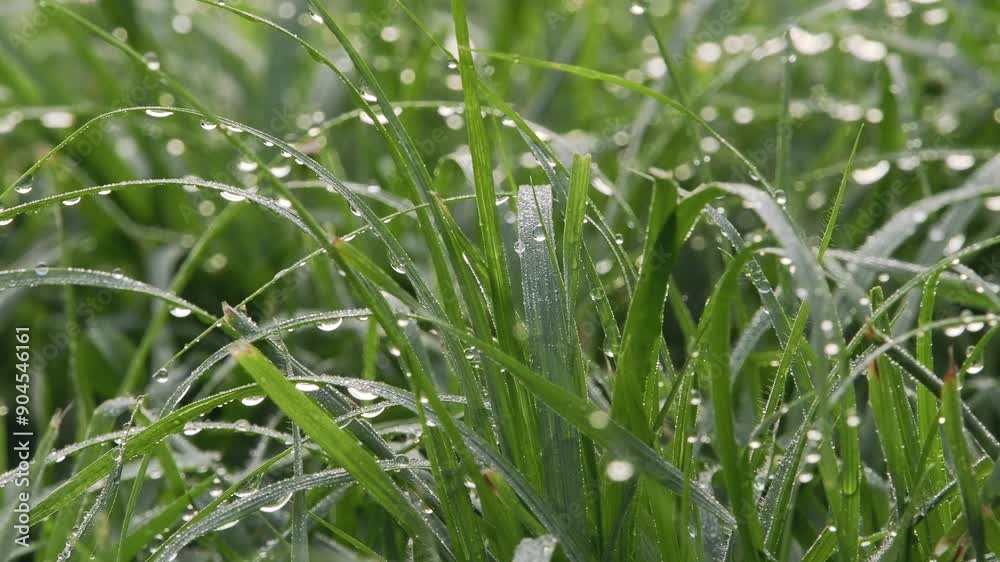 Tokyo, Japan -August 1, 2024: Wet grass after the rain
