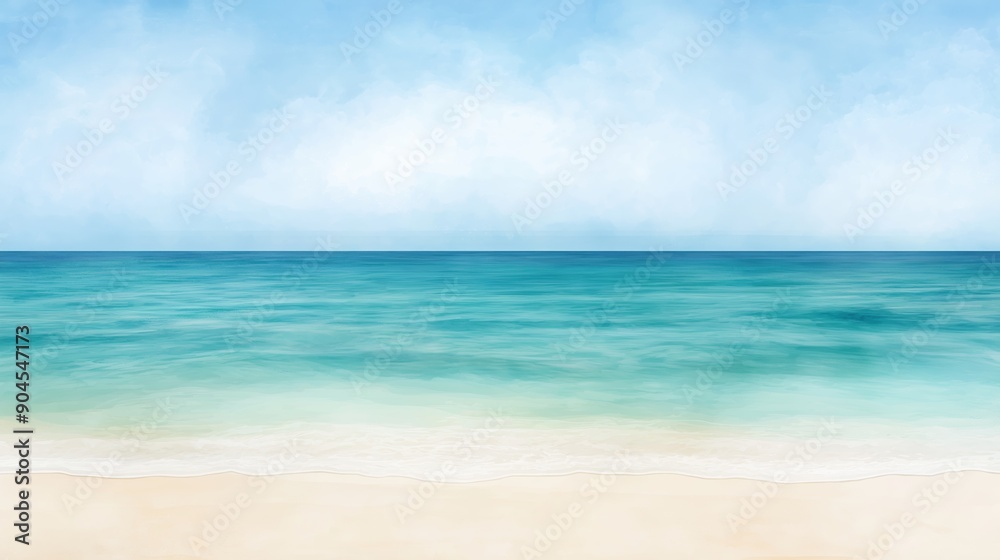 Fototapeta premium Miami Beach, turquoise waters, white sand, Florida, watercolor style