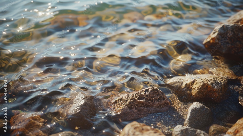 texture of rocks under crystal clear water generative ai