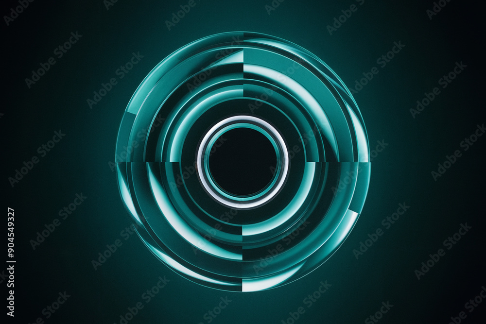 A vibrant, concentric circular design set against a dark background. 