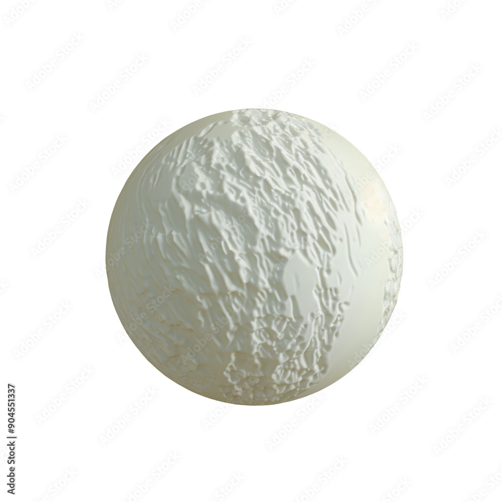 Top view of a single vanilla ice cream ball on a transparent background
