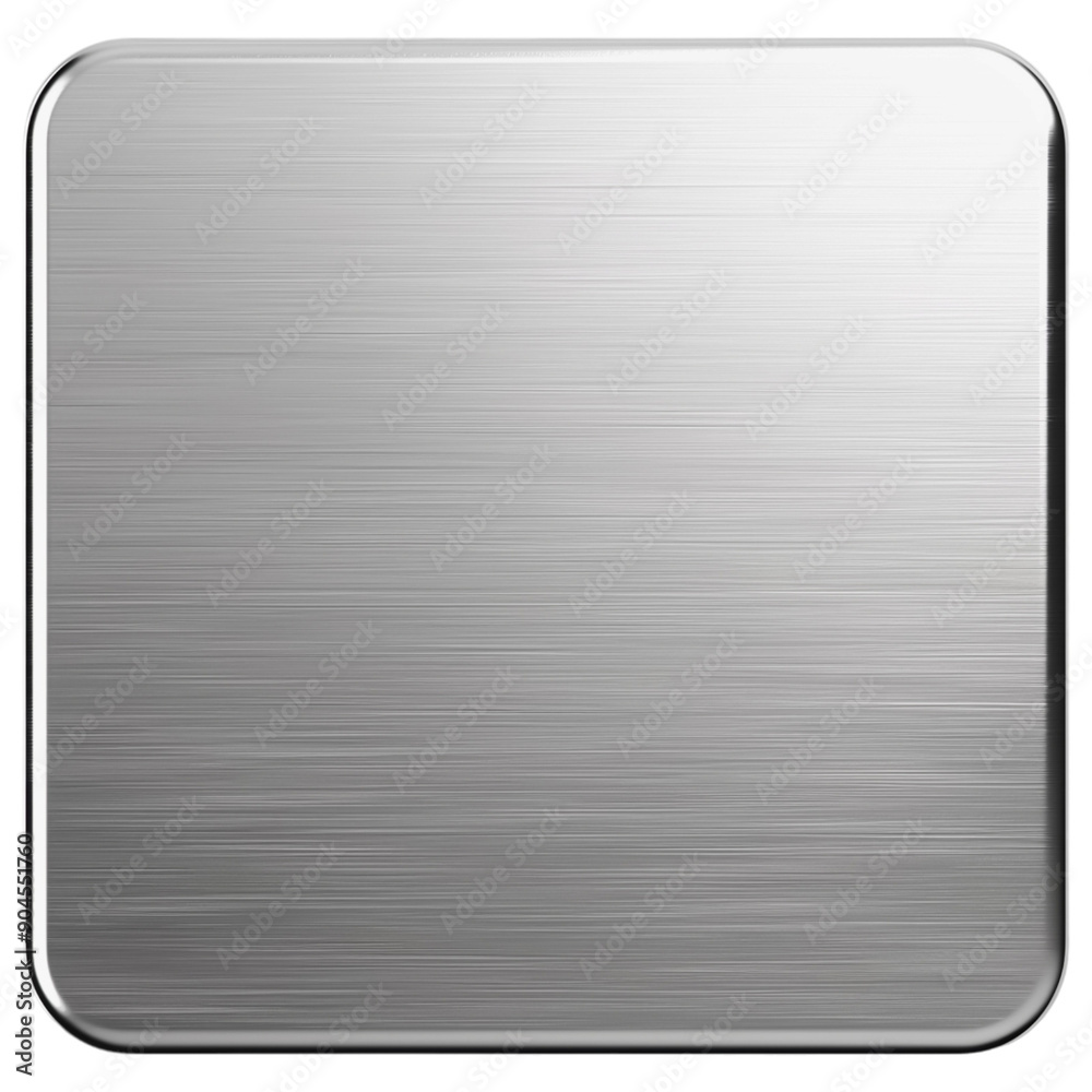 Sleek metallic square panel with brushed finish isolated on transparent background, industrial design element.
Sleek metallic square panel with brushed finish isolated on transparent background, industrial design element.