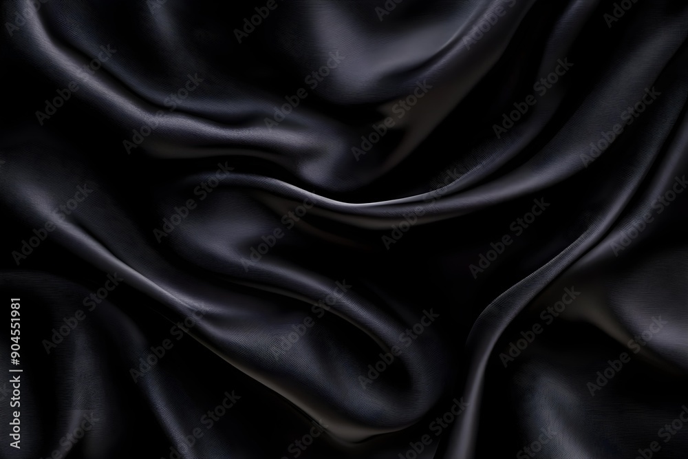 Fototapeta premium A small dark black pattern on silk fabric creating a textured background with a unique combination of lines colors and shadows perfect for a copy space image