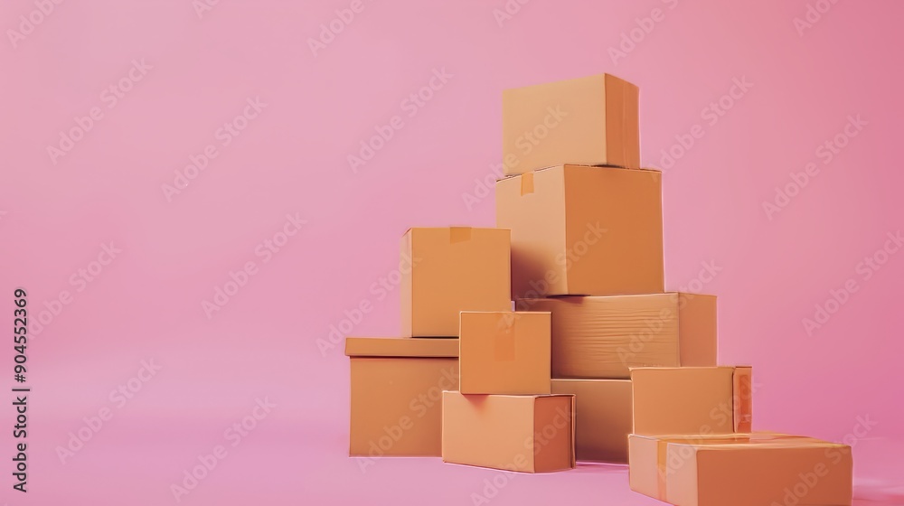 A neatly stacked pile of cardboard boxes on a plain background, symbolizing moving or storage organization A neatly stacked pile of cardboard boxes on a plain background, symbolizing moving or storage organization