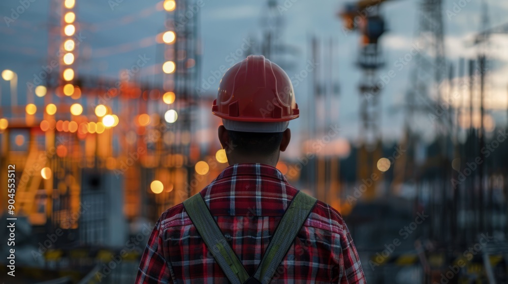 Obraz premium Electrician construction site background generative ai