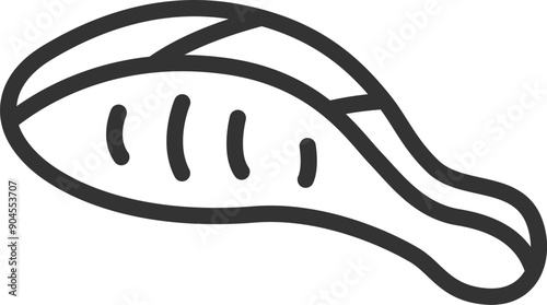鮭の切身のアイコン（線画）のイラスト