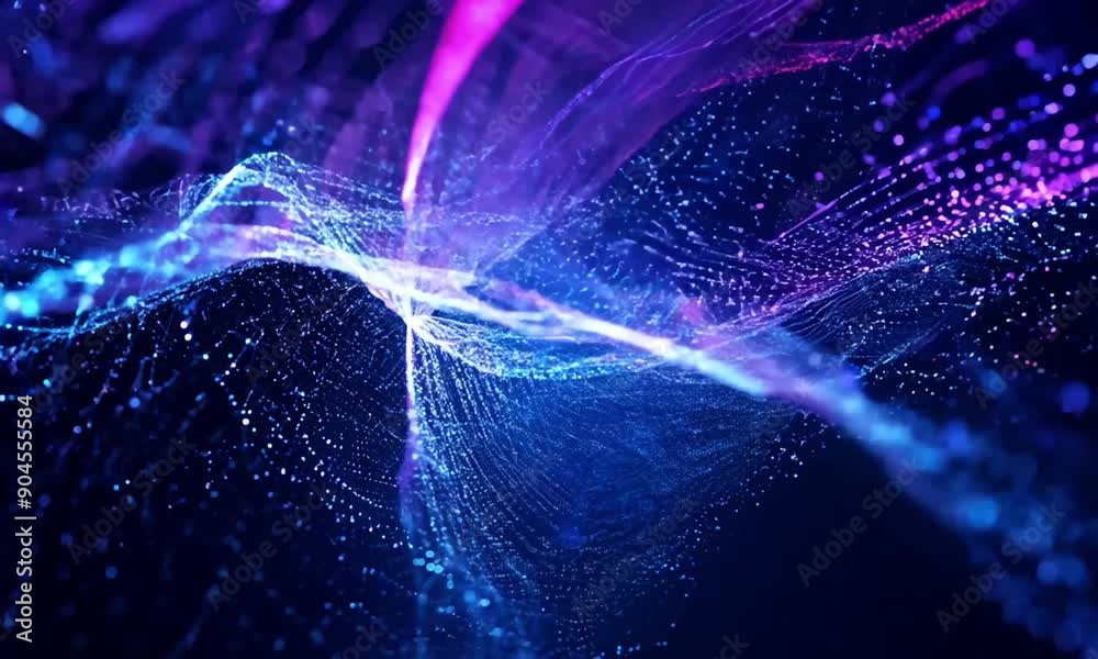 Abstract blue purple particles fiber optic