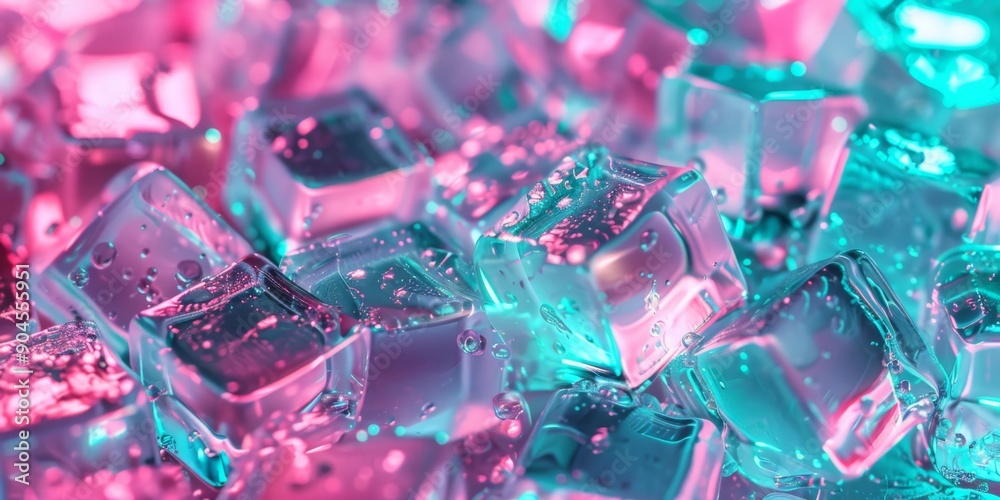 Stunningly Vibrant Ice Cubes with Bright and Colorful Neon Highlights and Effects Stunningly Vibrant Ice Cubes with Bright and Colorful Neon Highlights and Effects