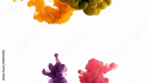 Colorful paint drops in water , Colorful ink in water