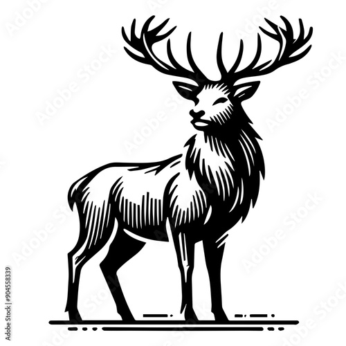 Stag Deer in Vintage Timeless Clean Art Style