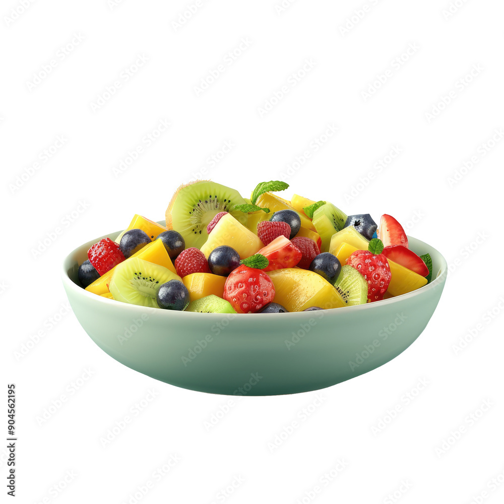 Fresh fruit salad displayed in a dish with a transparent background Fresh fruit salad displayed in a dish with a transparent background