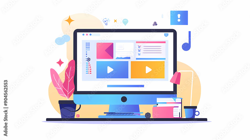 Computer app for website, office, business, design isolated on white background illustration wallpaper.