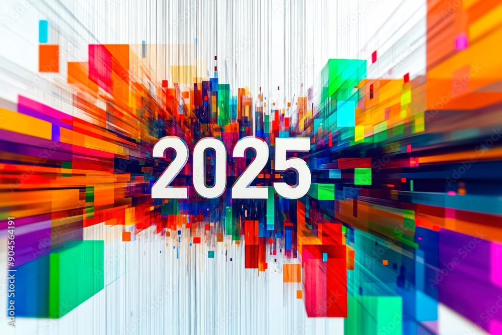 Dynamic Explosion Of Colorful Geometric Shapes Into 2025 Dynamic Explosion Of Colorful Geometric Shapes Into 2025