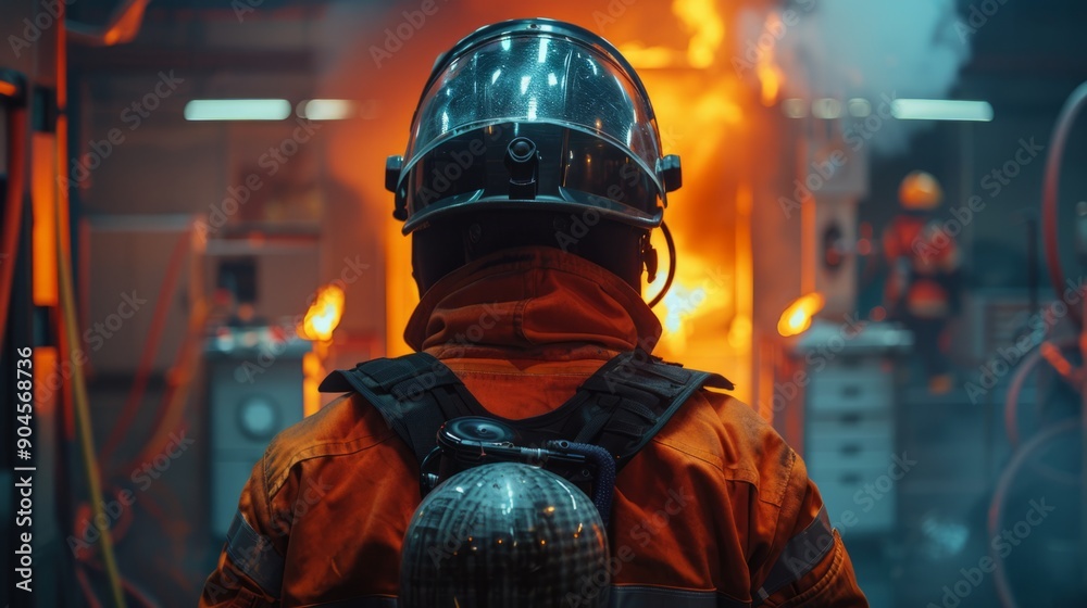 Firefighter fire station background generative ai Firefighter fire station background generative ai