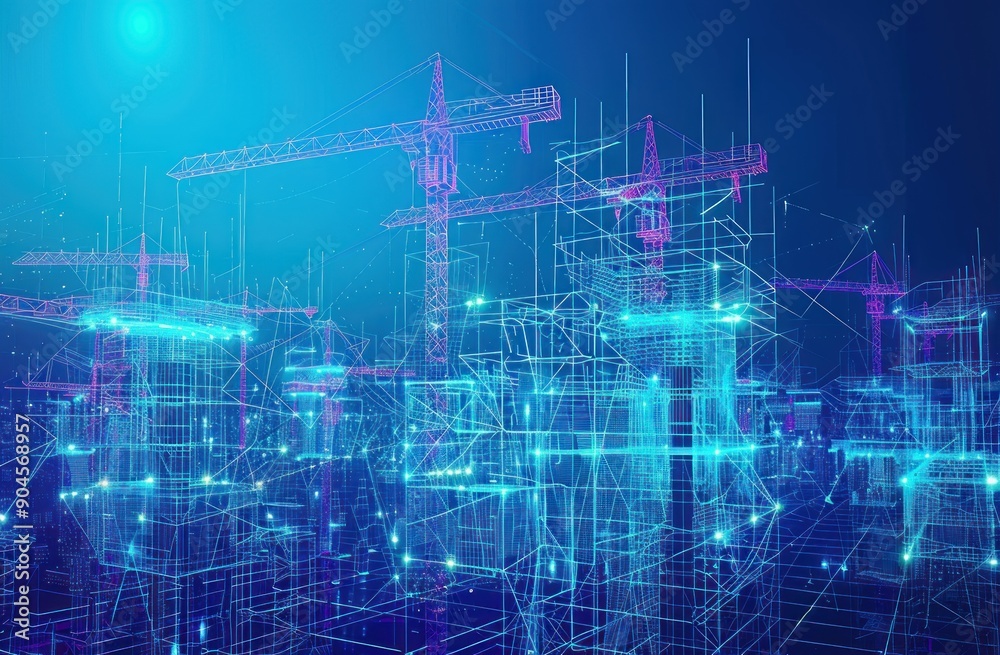 Obraz premium Digital Construction of a Futuristic City