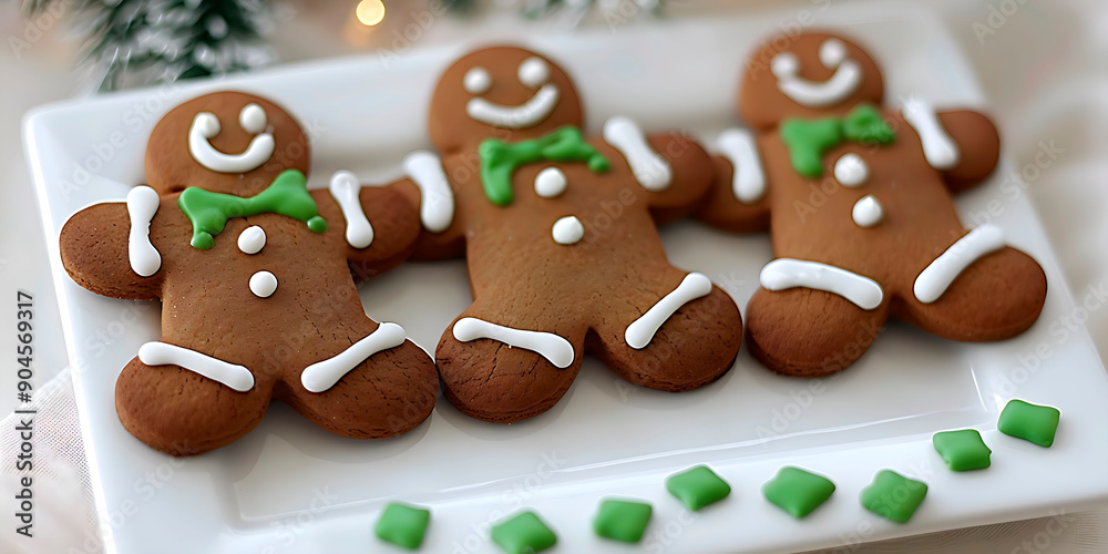 Three Christmas gingerbread cookies on a plate Three Christmas gingerbread cookies on a plate