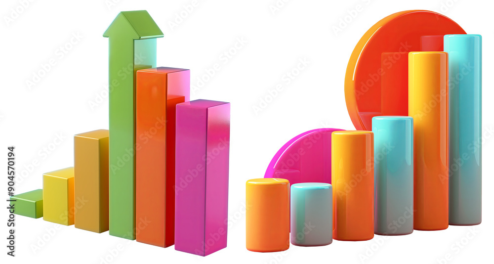 set of cute colorful bar graph. 3D cartoon animation style. set of cute colorful bar graph. 3D cartoon animation style.