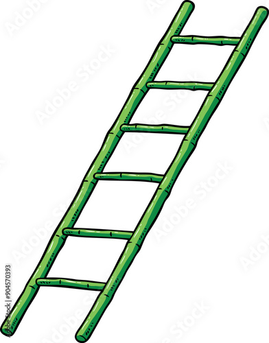 Hand Drawn Vector Cartoon Bamboo Ladder