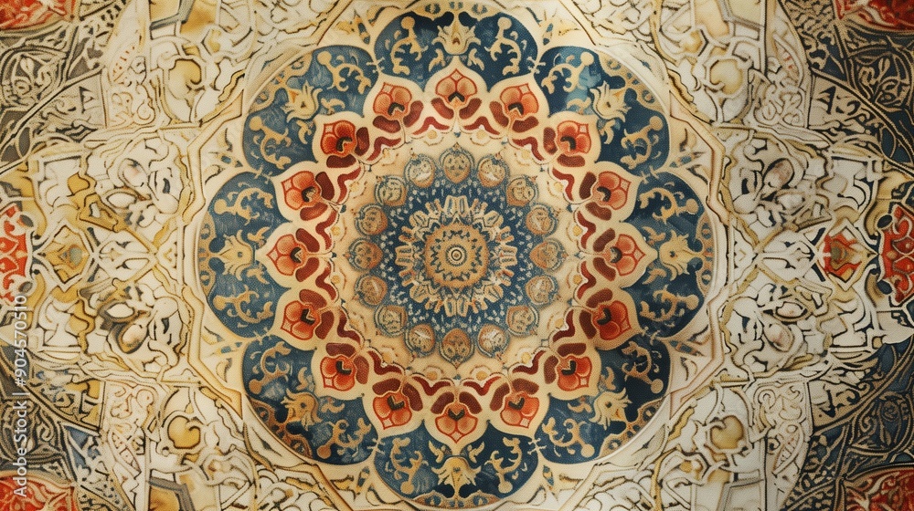 Ornate Islamic Geometric Pattern with Intricate Details – Cultural Illustration of Traditional Persian Design Ornate Islamic Geometric Pattern with Intricate Details – Cultural Illustration of Traditional Persian Design
