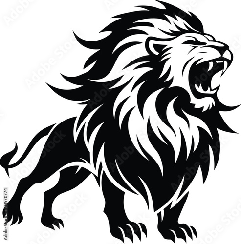 Lion roaring silhouette animal illustration vector