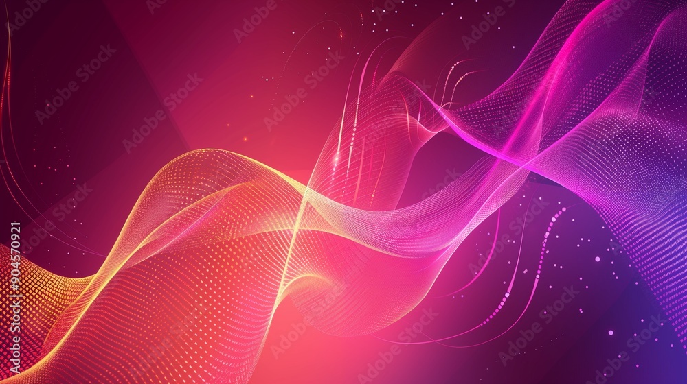 Vibrant Abstract Digital Wave Illustration with Glowing Gradient Lines on a Purple Background Vibrant Abstract Digital Wave Illustration with Glowing Gradient Lines on a Purple Background